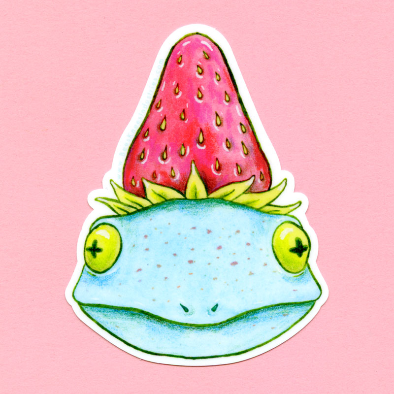 Strawberry Frog Enamel Pin
