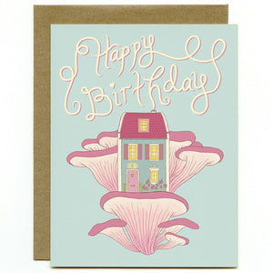 Mushroom Cottage birthday card