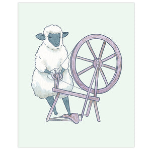 Spinning Wheel Sheep Print